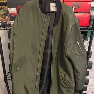 Long gated PILOT jacket military green from H&M size extra-large